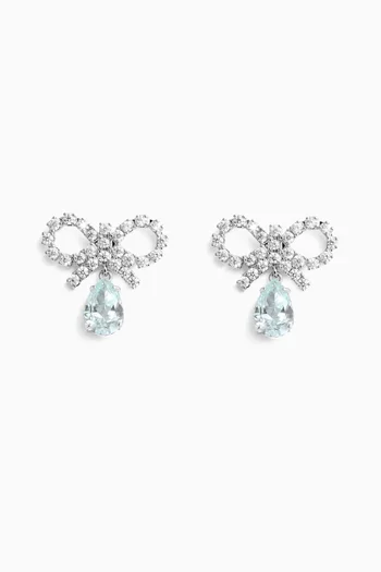Micro Bow Droplet Earrings in Silver-plated Brass