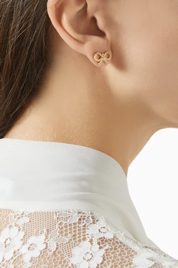 Micro Crystal Bow Earrings in Gold-plated Brass