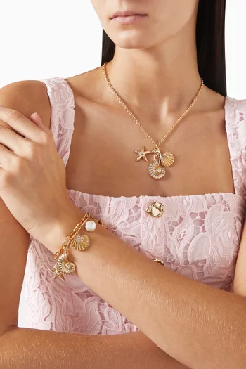 Multi-charm Pendant Necklace in Gold-plated Brass