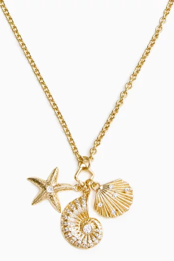 Multi-charm Pendant Necklace in Gold-plated Brass