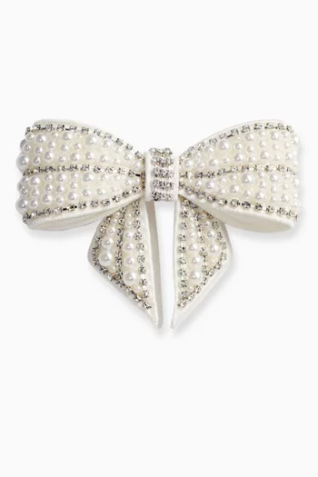 Embellished Bow Hairclip in Satin