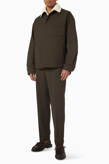 قميص بنمط جاكيت بولانجر مزيج صوف بكر