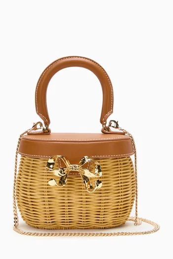 Bow Basket Bag in Rattan