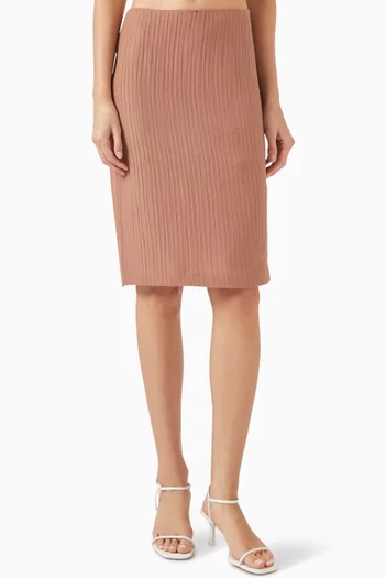 Crinkled Midi Skirt in Silk-cotton