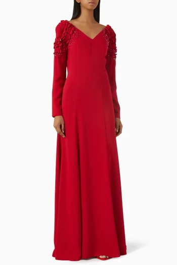 V-neck Embellished Gown