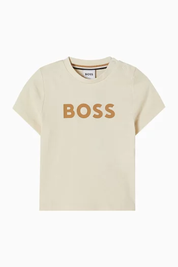 تي شيرت بطبعة شعار الماركة قطن