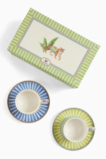 طقم فنجانين شاي وأطباق ساريسكا بورسلين، قطعتان