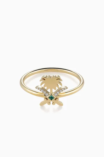 Turathi Diamond & Emerald Ring in 18kt Gold