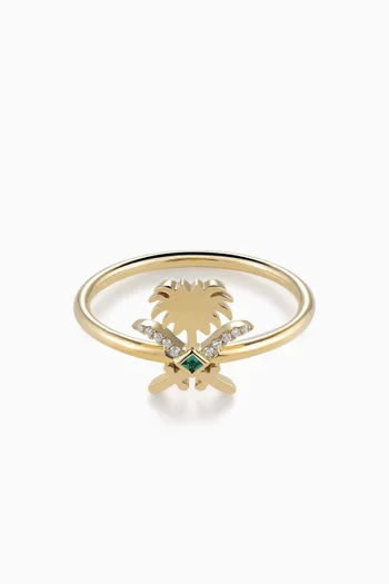 Turathi Diamond & Emerald Ring in 18kt Gold