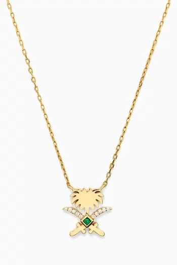 Turathi Diamond & Emerald Necklace in 18kt Gold