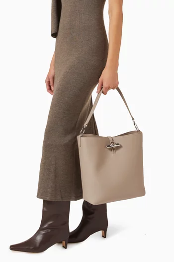 Medium Le Roseau M Hobo Bag in Leather