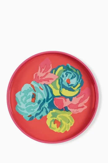 Nizam Flower Round Tray in Lacquered Wood