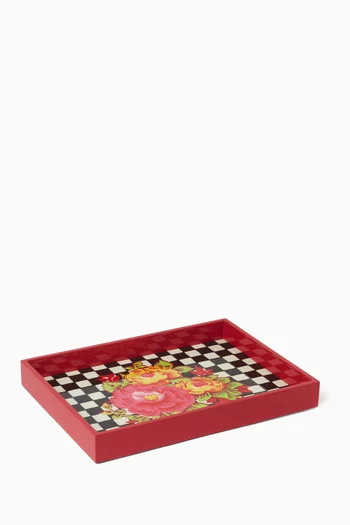 Big Check Tray in Lacquered Wood