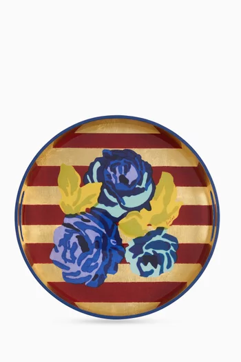 صينية نظام مستديرة مطلية بنقشة خطوط، 35 × 35 سم