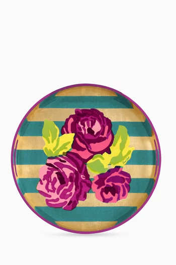 صينية نظام مستديرة مطلية بنقشة خطوط، 35 × 35 سم