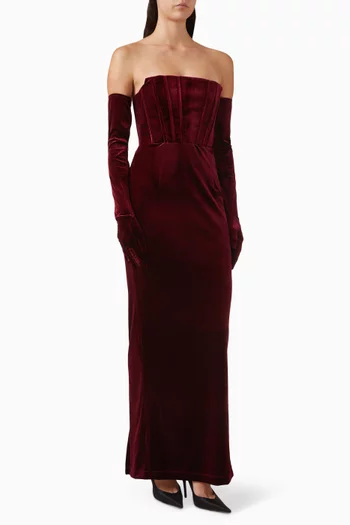 Florentina Strapless Gown in Velvet