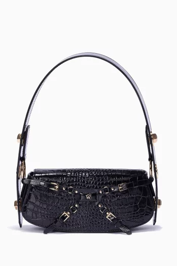 Lilith Shoulder Bag in Croc-embossed Leather