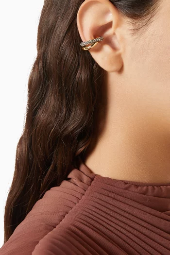 قرط اكسيس بتصميم يحيط بالأذن مرصع بماس بافيه نحاس مطلي ذهب عيار 12