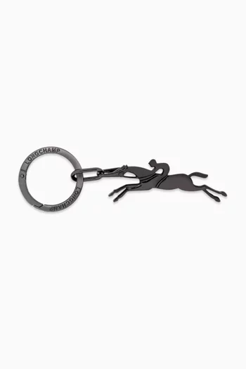 Cavalier Horse Keyring in Silver-tone Metal