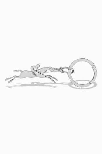 Cavalier Horse Keyring in Silver-tone Metal