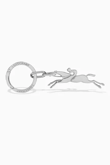 Cavalier Horse Keyring in Silver-tone Metal