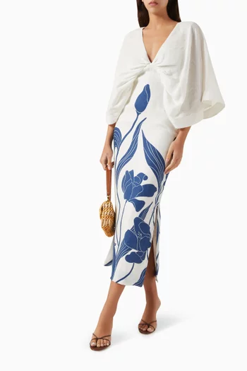Doble Flor Midi Dress in Linen