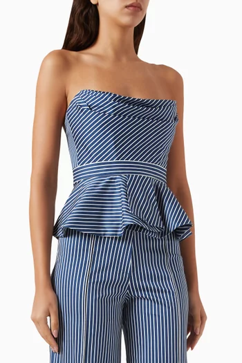 Alborada Striped Peplum Top in Cotton Twill