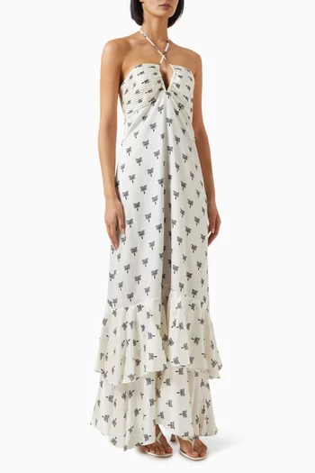 Sevillana Martellato Maxi Dress in Silk-blend