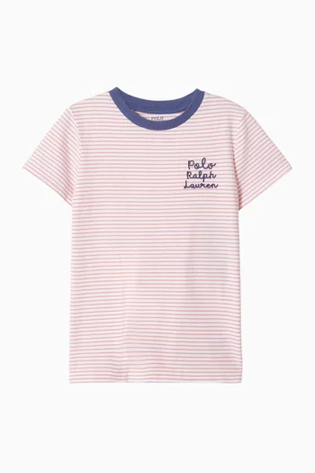 تي شيرت مخطط بشعار الماركة قطن جيرسيه