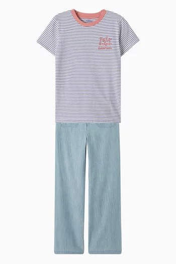 تي شيرت مخطط بشعار الماركة قطن جيرسيه