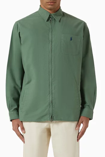 Garment-Dyed Oxford Overshirt in Cotton