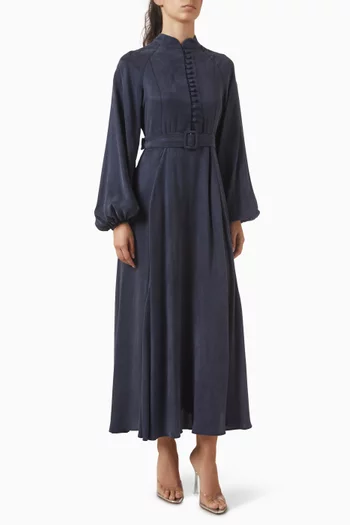 فستان جلوريا متوسط الطول بحزام