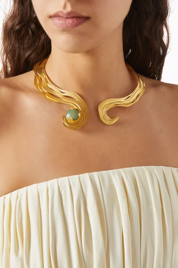 Sandstone Necklace in 21kt Gold-plated Brass