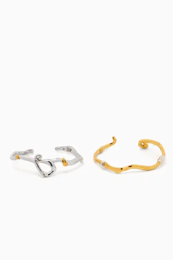 B-GEMINO-MIX BRACELETS 925 STERLING SILVER DIPPED IN RHODIUM & 21K GOLD  FINE SILVER:Multi Colour:One Size|218566322
