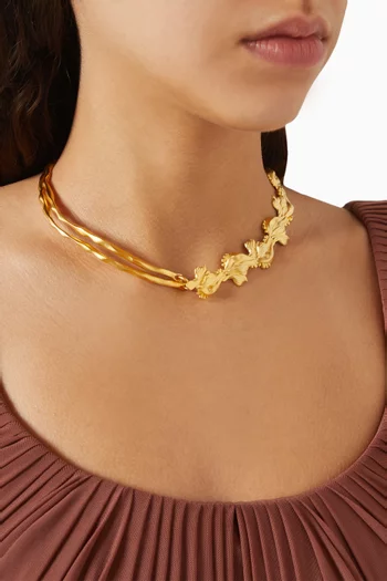 Interchangeable Dos Amores Necklace in 21kt Gold-plated Brass