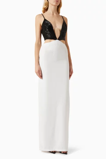 Cut-out Embroidered Maxi Dress