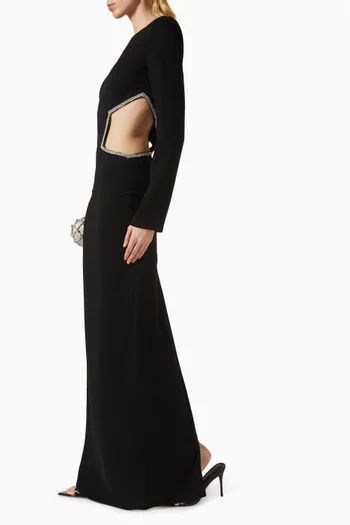 Hexagon-embellished Cut-out Maxi Dress