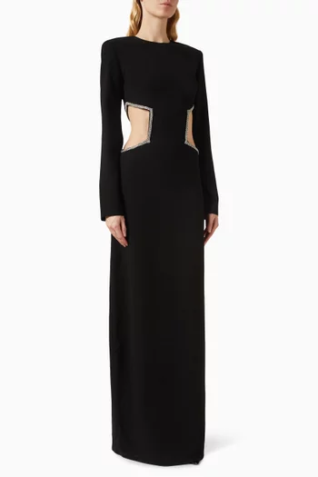 Hexagon-embellished Cut-out Maxi Dress