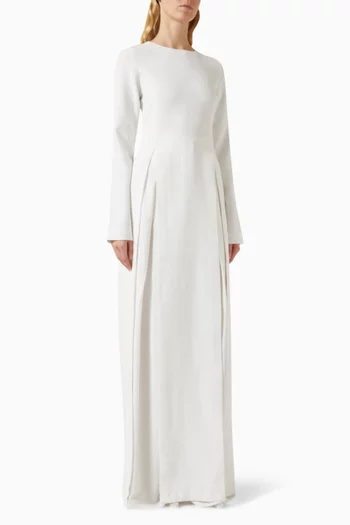 Long-sleeve High-slit Maxi Dress