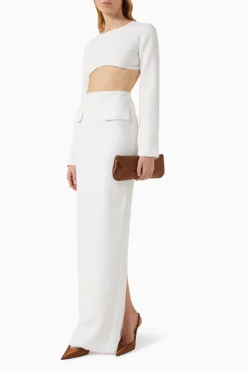 High-waist Faux Pocket Maxi Skirt