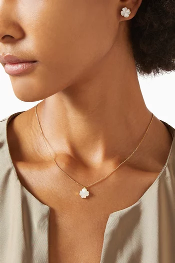 Spade Flower Mother-of-Pearl Mini Pendant Necklace in Gold-plated Brass