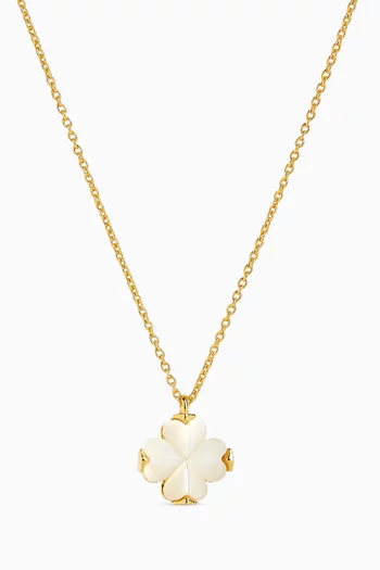 Spade Flower Mother-of-Pearl Mini Pendant Necklace in Gold-plated Brass