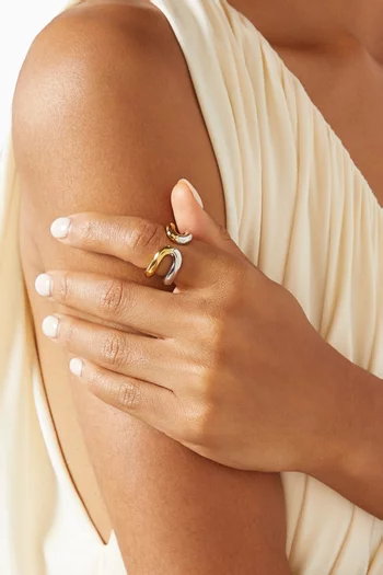 Interlock Ring in Gold & Silver-plated Brass