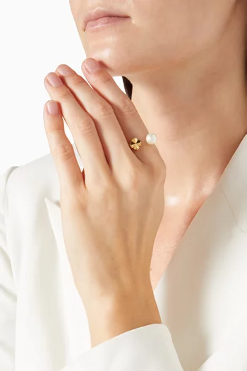 Spade Flower Ring in Gold-tone Brass