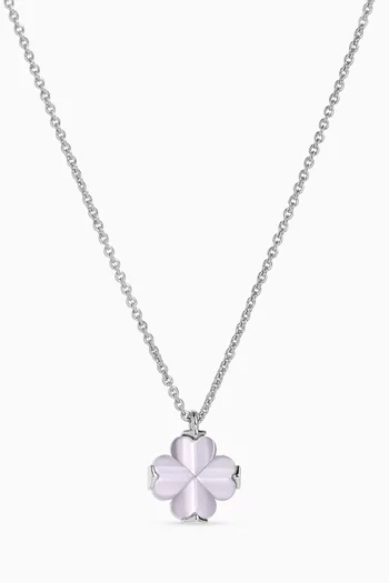 Spade Flower Mini Pendant Necklace in Silver-plated Brass