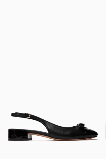 Deco Bow Slingback Pumps in Leather