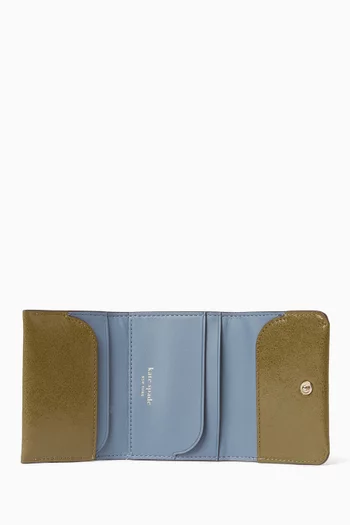 محفظة هيلو ثلاثية الطيّ جلد لامع