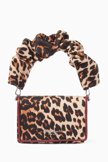 Natasha Leopard-print Scrunch Bag in Canvas