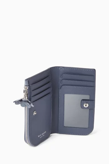 محفظة ديفين صغيرة ثنائية الطي جلد لامع