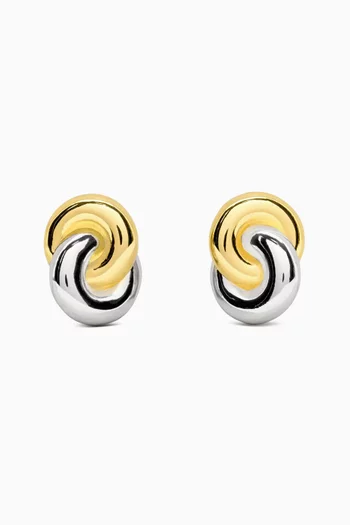 Interlock Studs in Two-tone Brass